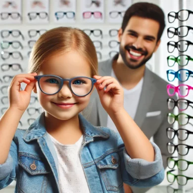 Enfants qui essaye des lunettes.